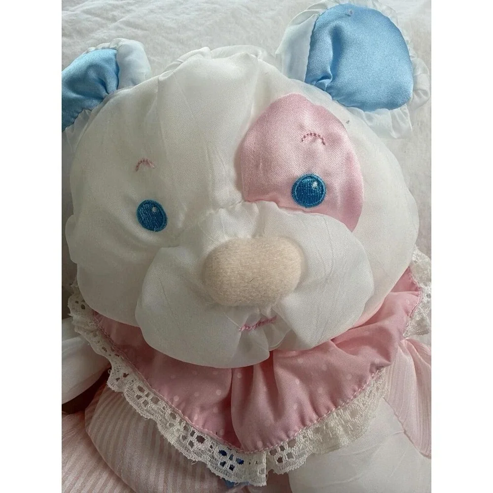 Fisher Price Puffalump Puppy Dog Girl Pink Blue Puffalump Vtg Toy Puffy Rattle